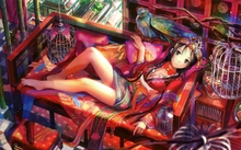 birds patterns cage fuji choko anime girls 1680x1050 wallpaper 